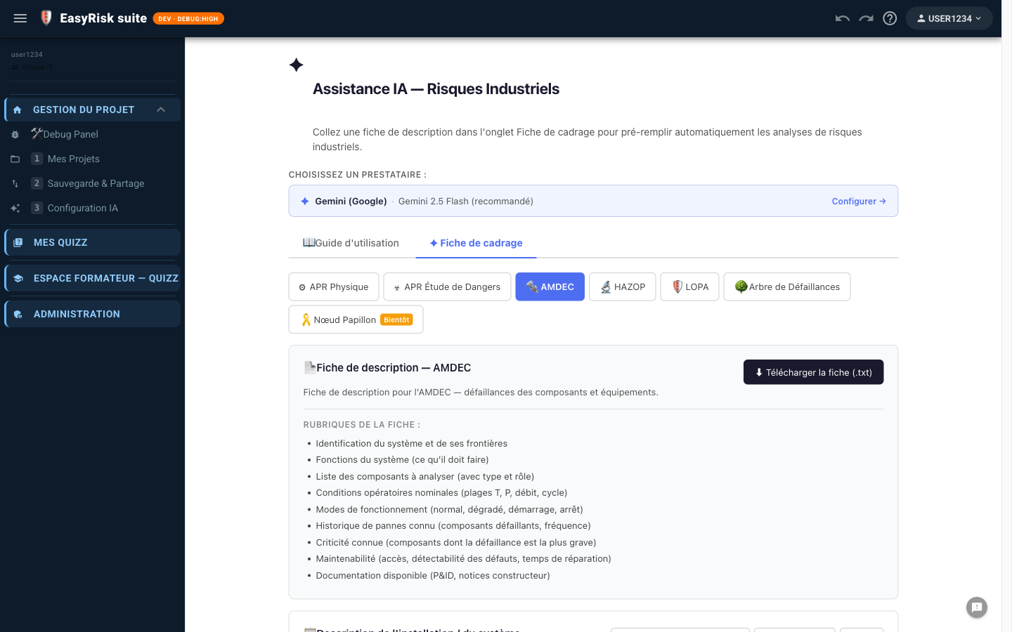 Résultat import EBIOS
